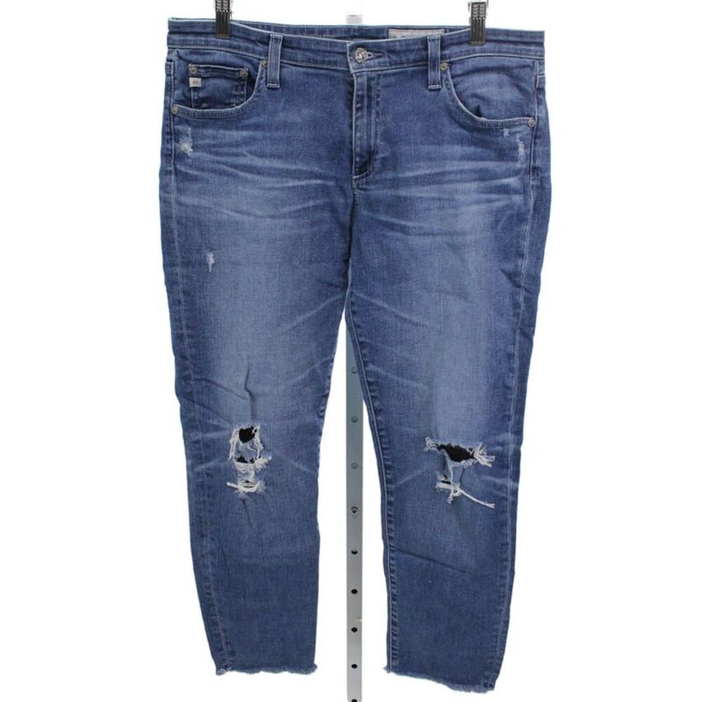 AG-ED Denim Womens Ankle Jeans Blue Low Rise Button Cotton Blend Size 32
